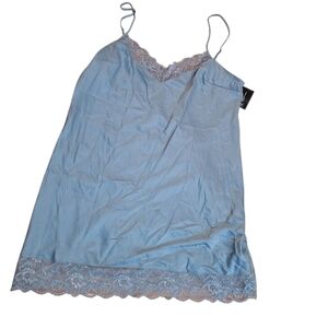 INC International Concepts Blue Chemise w/ Lace Accents Romantic  Ladies XL NWT